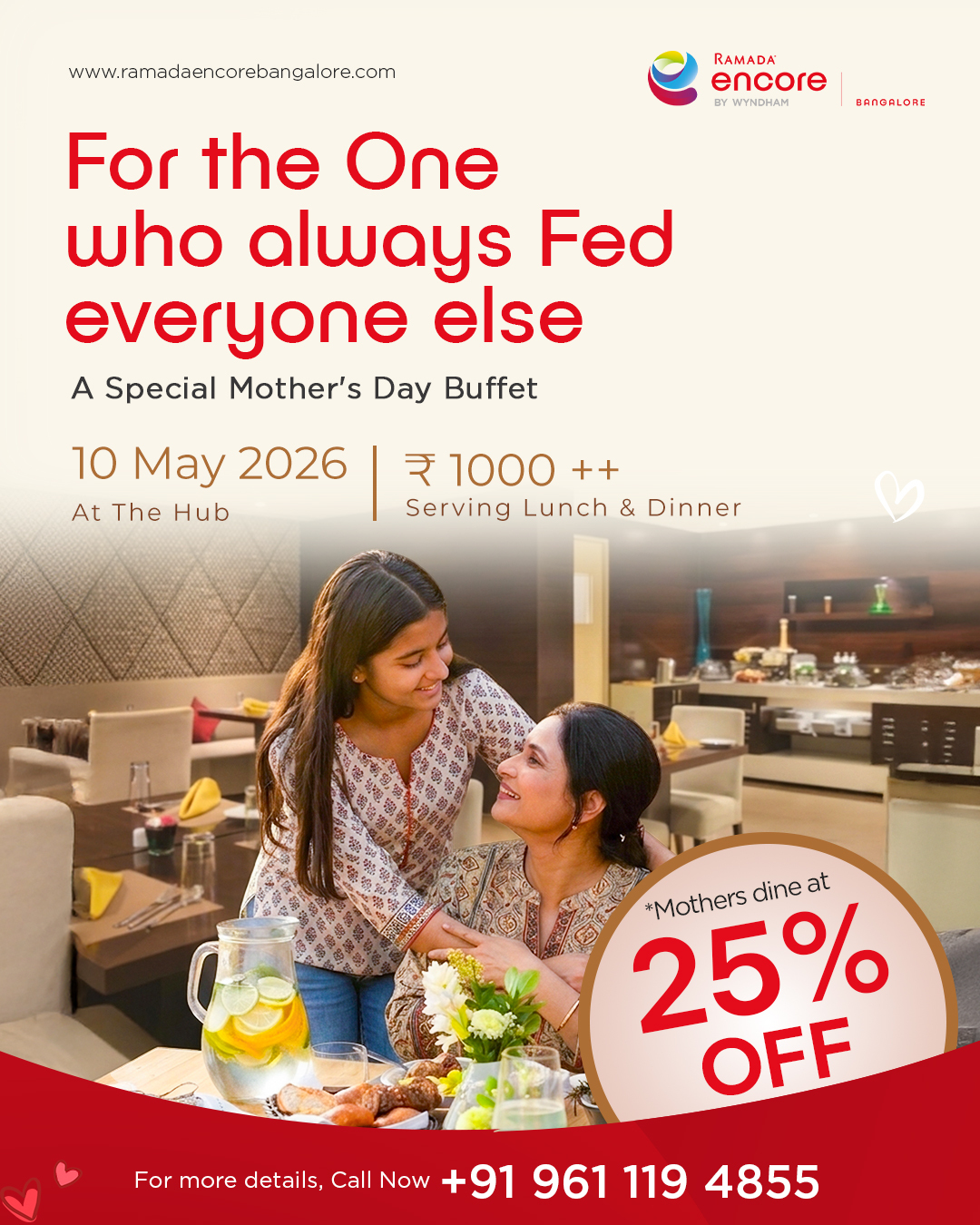 Mother's Day Buffet at The Hub | Next to Embassy Golf Links