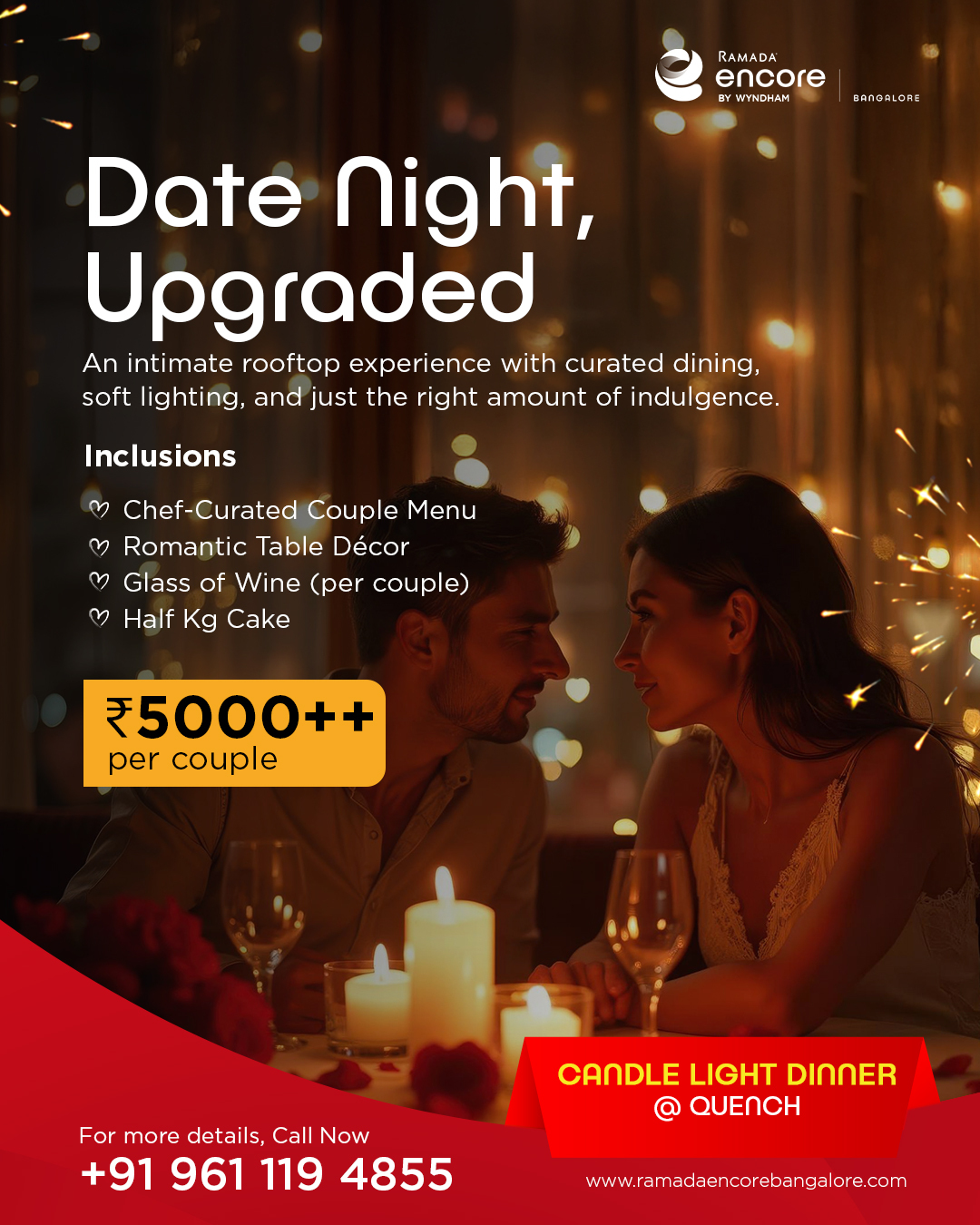 Candle Light Dinner Offer on Domlur Rooftop Quench Lounge