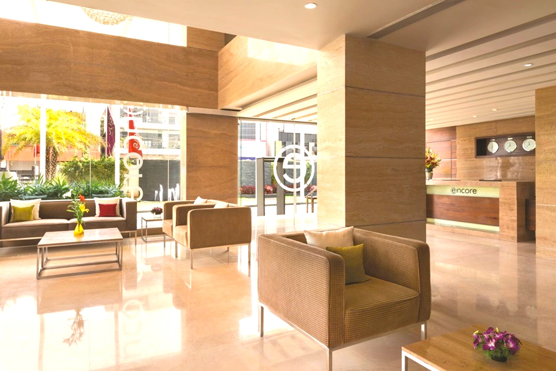 Cosy lobby of Ramada Encore Bangalore