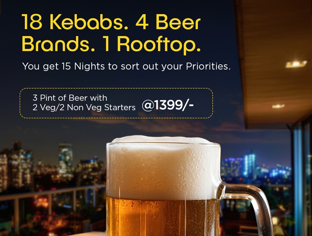 The Kebab & Beer Offer in Bangalore at Quench Rooftop Lounge