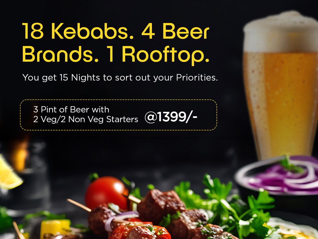 The Kebab & Beer Offer Menu in Bangalore at Quench Rooftop Lounge near EGL (1)